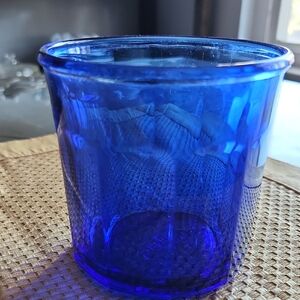 10 Panel Made In France 500 Vintage Cobalt Blue Glass Tumbler